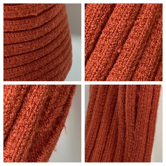 Philosophy Burnt Orange Wide Ribbed Dolman Sleeve Cowl Neck Stretchy Sweater XS - Picture 6 of 16
